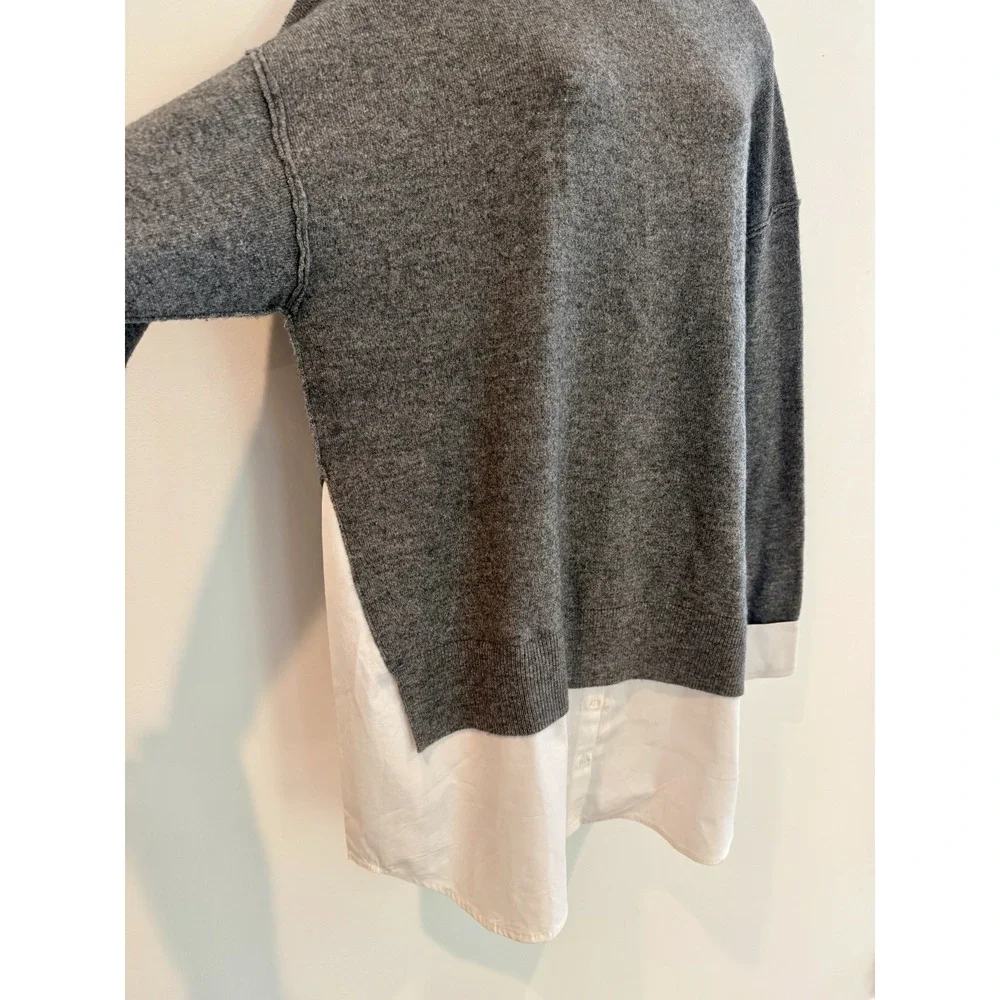 Zara Turtleneck Sweater & Layered Poplin Shirt NWT Sz L Gray Wool Blend Relaxed - Picture 7 of 10